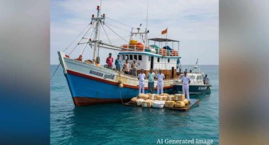 සැකකරුවන් 06ක් සමග ධීවර යාත්‍රාවක් අත්අඩංගුවට